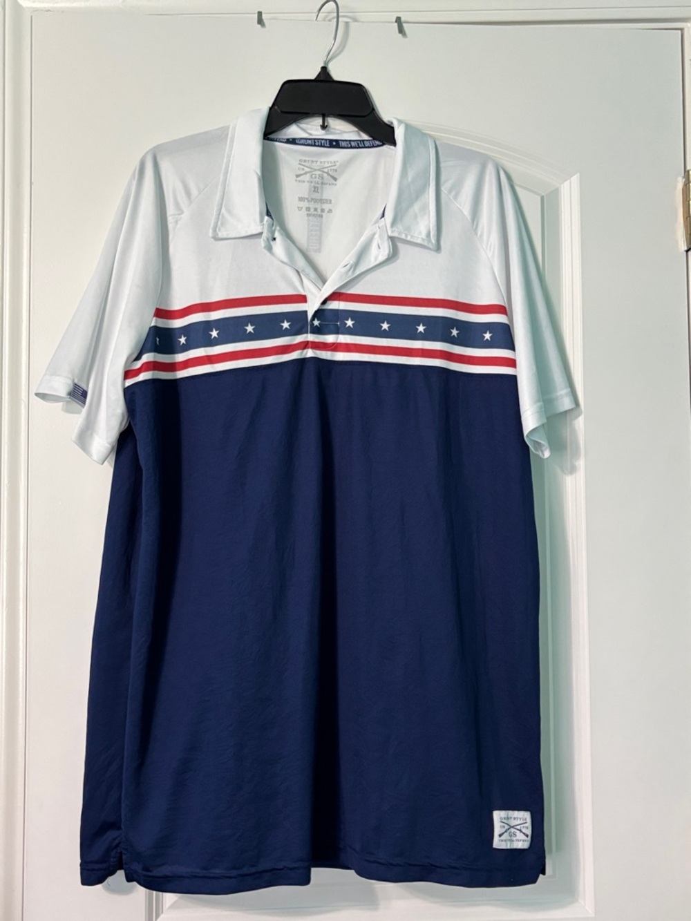 Grunt Style Navy, White & Red Star Stripe Polo